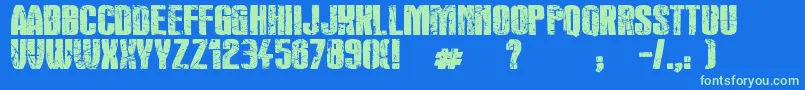 RocksDeath Font – Green Fonts on Blue Background