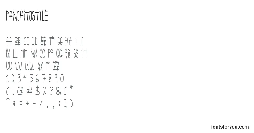 Czcionka PanchitoStyle – alfabet, cyfry, specjalne znaki