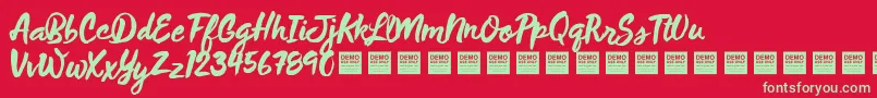 WildThingDemo-fontti – vihreät fontit punaisella taustalla