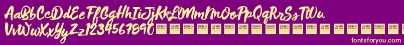 Fonte WildThingDemo – fontes amarelas em um fundo roxo