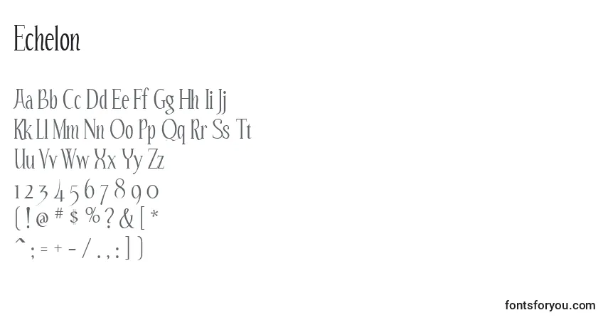Echelon-fontti – aakkoset, numerot, erikoismerkit