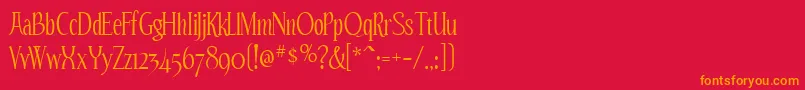 Echelon-Schriftart – Orangefarbene Schriften auf rotem Hintergrund