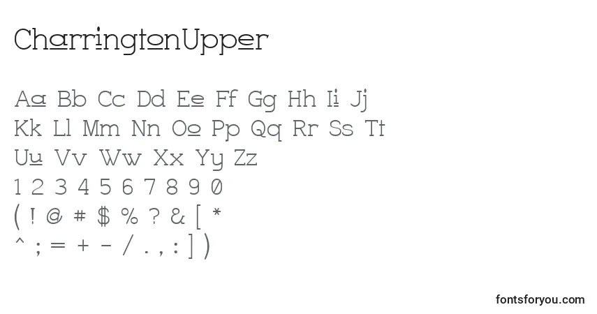 Czcionka CharringtonUpper – alfabet, cyfry, specjalne znaki