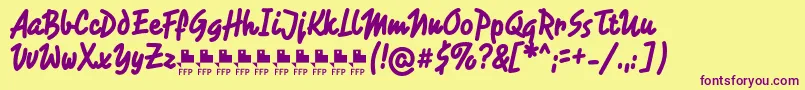 RotulonaHandFfp Font – Purple Fonts on Yellow Background
