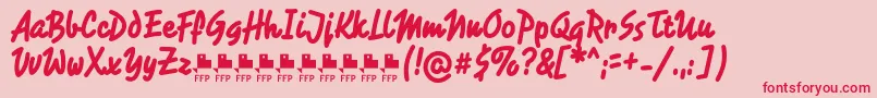 フォントRotulonaHandFfp – ピンクの背景に赤い文字