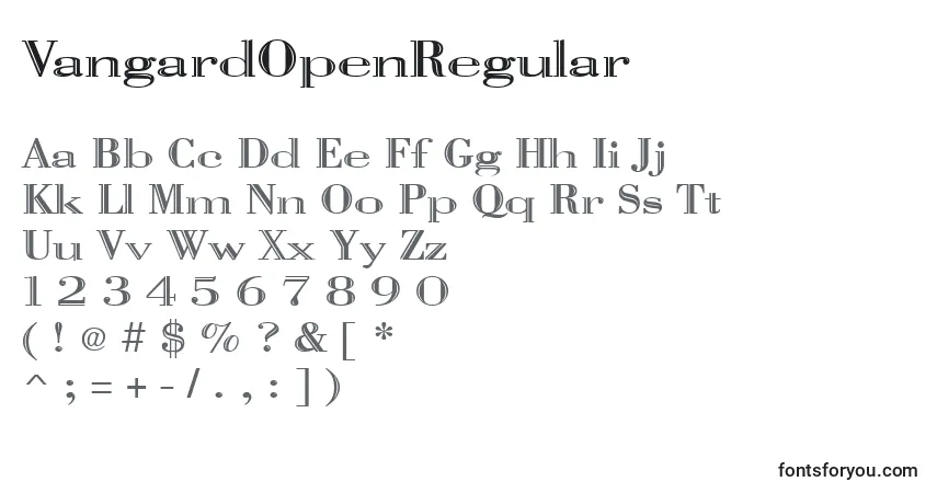 Schriftart VangardOpenRegular – Alphabet, Zahlen, spezielle Symbole