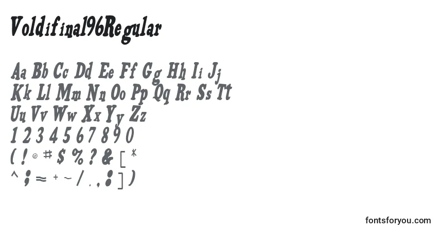 Schriftart Voldifinal96Regular – Alphabet, Zahlen, spezielle Symbole