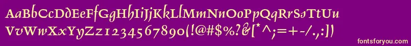 Fonte Delphinltstd2 – fontes amarelas em um fundo roxo