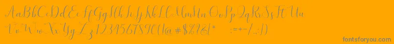 Weitere Informationen zur SymphonyScript-Schriftart SymphonyScript-Schriftart – Graue Schriften auf orangefarbenem Hintergrund