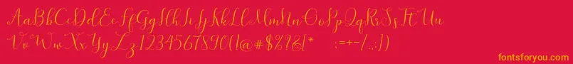 Fonte SymphonyScript – fontes laranjas em um fundo vermelho