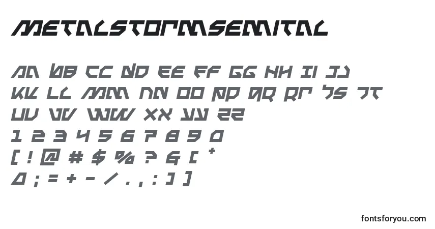 Czcionka Metalstormsemital – alfabet, cyfry, specjalne znaki