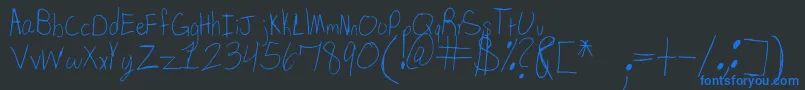 SpDearMom-Schriftart – Blaue Schriften auf schwarzem Hintergrund