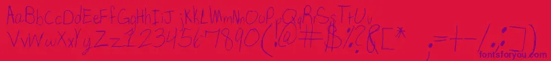 SpDearMom-Schriftart – Violette Schriften auf rotem Hintergrund