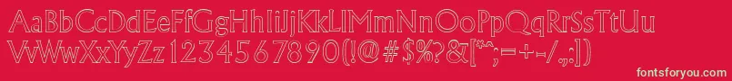 フォントAdelonoutlineLightRegular – 赤い背景に緑の文字