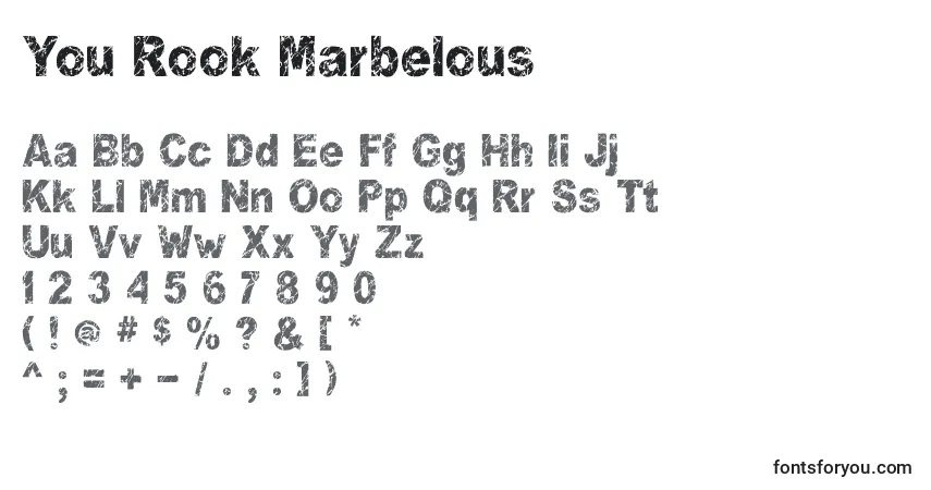 Schriftart You Rook Marbelous – Alphabet, Zahlen, spezielle Symbole
