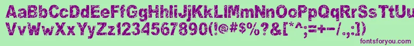 フォントYou Rook Marbelous – 緑の背景に紫のフォント