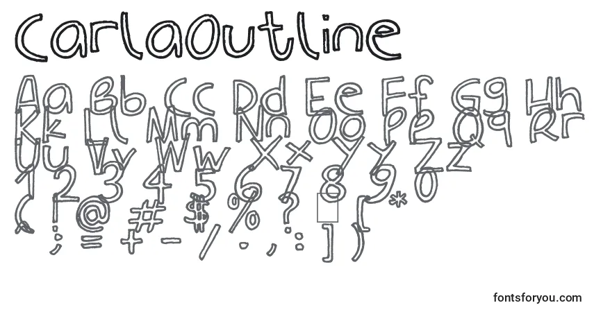 Schriftart CarlaOutline – Alphabet, Zahlen, spezielle Symbole