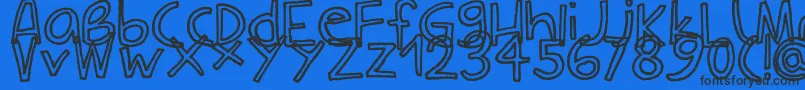 Czcionka CarlaOutline – czarne czcionki na niebieskim tle