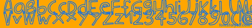 フォントCarlaOutline – オレンジの背景に青い文字