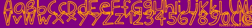 Fonte CarlaOutline – fontes laranjas em um fundo violeta
