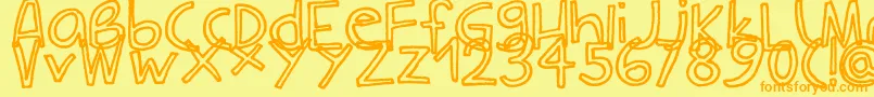 Fonte CarlaOutline – fontes laranjas em um fundo amarelo