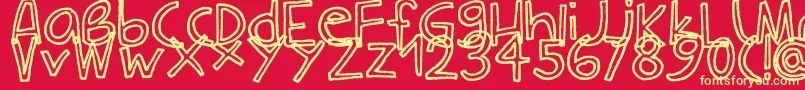 Czcionka CarlaOutline – żółte czcionki na czerwonym tle