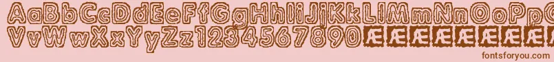 RaydiateBrk-Schriftart – Braune Schriften auf rosa Hintergrund