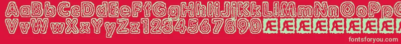 フォントRaydiateBrk – 赤い背景に緑の文字