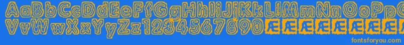 RaydiateBrk Font – Orange Fonts on Blue Background