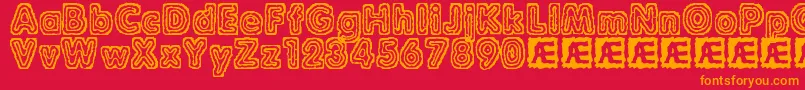 RaydiateBrk Font – Orange Fonts on Red Background