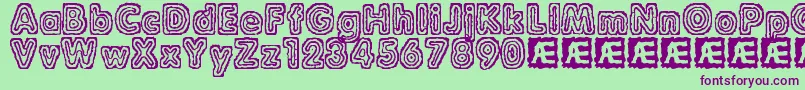 RaydiateBrk Font – Purple Fonts on Green Background