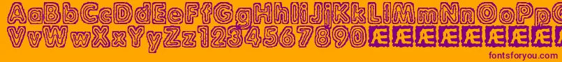 RaydiateBrk Font – Purple Fonts on Orange Background