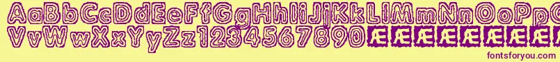RaydiateBrk Font – Purple Fonts on Yellow Background