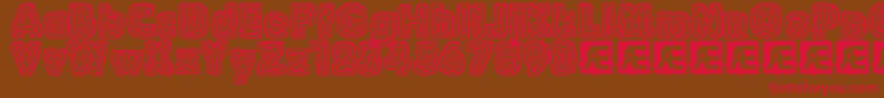 RaydiateBrk-Schriftart – Rote Schriften auf braunem Hintergrund