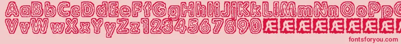 RaydiateBrk-Schriftart – Rote Schriften auf rosa Hintergrund