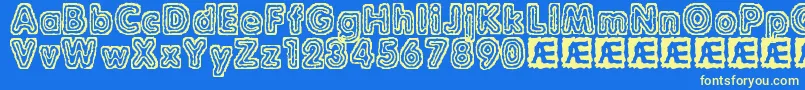 RaydiateBrk Font – Yellow Fonts on Blue Background