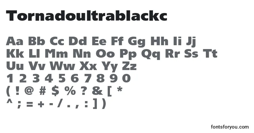 Czcionka Tornadoultrablackc – alfabet, cyfry, specjalne znaki