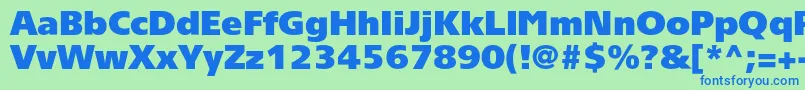 Tornadoultrablackc-Schriftart – Blaue Schriften auf grünem Hintergrund