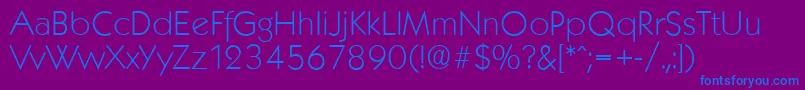KoblenzserialXlightRegular-fontti – siniset fontit violetilla taustalla