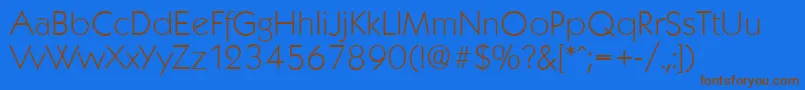 KoblenzserialXlightRegular-Schriftart – Braune Schriften auf blauem Hintergrund