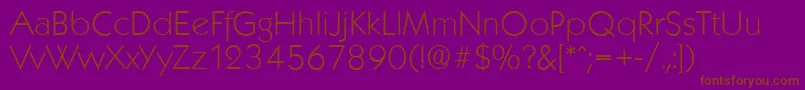 KoblenzserialXlightRegular-fontti – ruskeat fontit violetilla taustalla