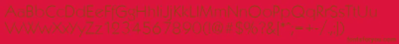 KoblenzserialXlightRegular-fontti – ruskeat fontit punaisella taustalla