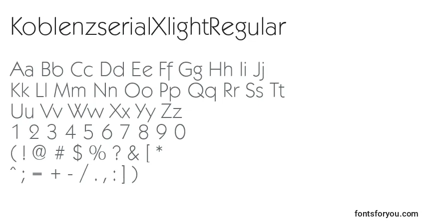 characters of koblenzserialxlightregular font, letter of koblenzserialxlightregular font, alphabet of  koblenzserialxlightregular font