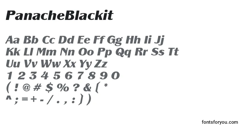 A fonte PanacheBlackit – alfabeto, números, caracteres especiais