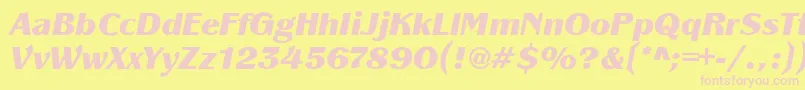 PanacheBlackit-fontti – vaaleanpunaiset fontit keltaisella taustalla