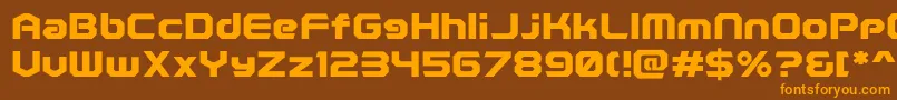 Więcej informacji o czcionce PolenticalNeonBold Czcionka PolenticalNeonBold – pomarańczowe czcionki na brązowym tle