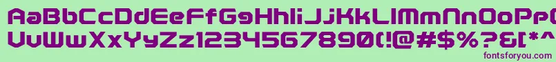 フォントPolenticalNeonBold – 緑の背景に紫のフォント