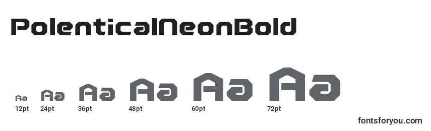 Размеры шрифта PolenticalNeonBold