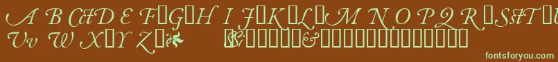 フォントGaramondalternatesskItalic – 緑色の文字が茶色の背景にあります。