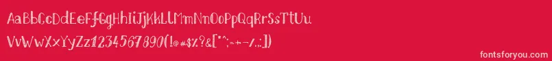 Nikolaidishand Font – Pink Fonts on Red Background